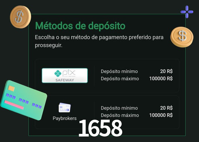 O cassino 1658 oferece uma grande variedade de métodos de pagamento